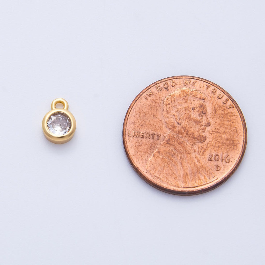 18K Gold Filled 5mm Clear CZ Round Mini Charm | Charms-00413