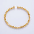 18K Gold Filled 5mm Nugget Rondelle Geometric Textured Cuff Bracelet | WA-3860