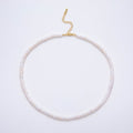 18K Gold Filled 5mm White Freshwater Pearl Rondelle Gemstone Chain 15 Inch Choker Necklace | WA-02321
