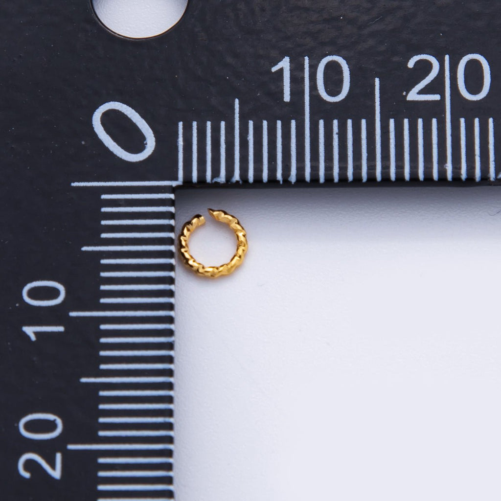 18K Gold Filled 5mm x 0.8mm Twisted Edged Croissant Jump Ring Findings by Set | Z1597
