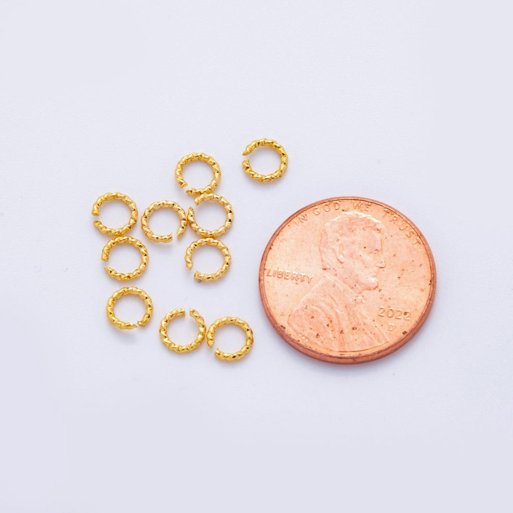 18K Gold Filled 5mm x 0.8mm Twisted Edged Croissant Jump Ring Findings by Set | Z1597