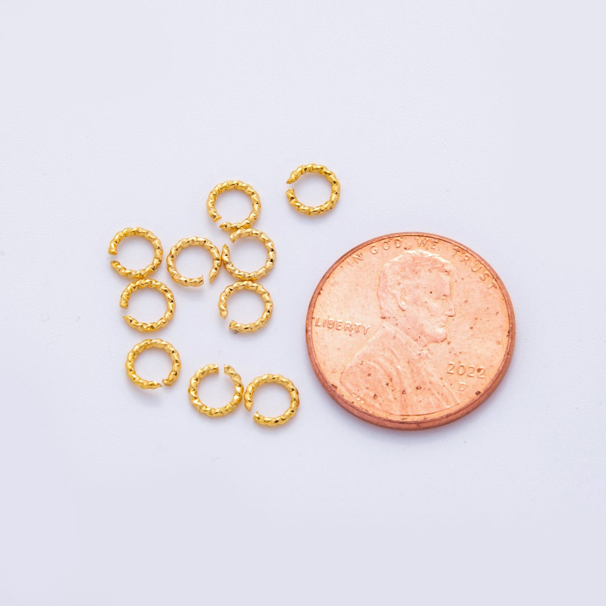 18K Gold Filled 5mm x 0.8mm Twisted Edged Croissant Jump Ring Findings by Set | Z1597