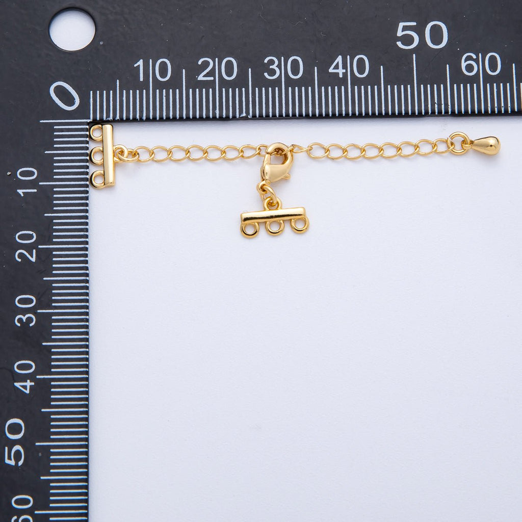18K Gold Filled 60mm Minimalist Triple Detangler Lobster Clasps w. Extender | Findings-00021