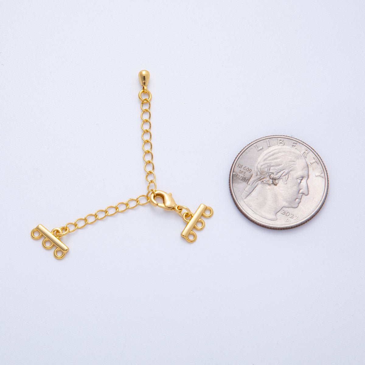18K Gold Filled 60mm Minimalist Triple Detangler Lobster Clasps w. Extender | Findings-00021