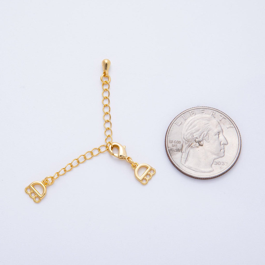 18K Gold Filled 60mm Minimalist Triple Detangler Lobster Clasps w. Extender | Findings-00023