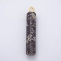 18K Gold Filled 63mm Dark Jasper Gemstone Cylinder Tube Charm | Charms-01073