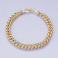 18K Gold Filled 6.3mm Micro Paved CZ Curb Chain 6.8 Inch Bracelet | WA-04191
