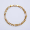 18K Gold Filled 6.3mm Micro Paved CZ Curb Chain 7 Inch Adjustable Bracelet | WA-3887