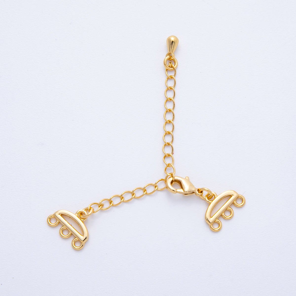 18K Gold Filled 64mm Minimalist Triple Detangler Lobster Clasps w. Extender | Findings-00022