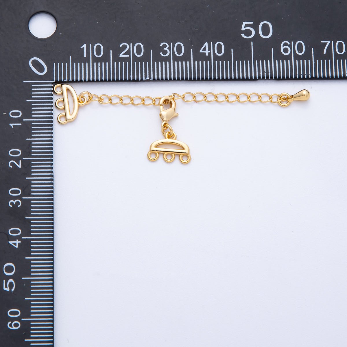 18K Gold Filled 64mm Minimalist Triple Detangler Lobster Clasps w. Extender | Findings-00022