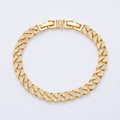 18K Gold Filled 6.5mm Micro Paved CZ Geometric Curb Adjustable Bracelet | WA-3880