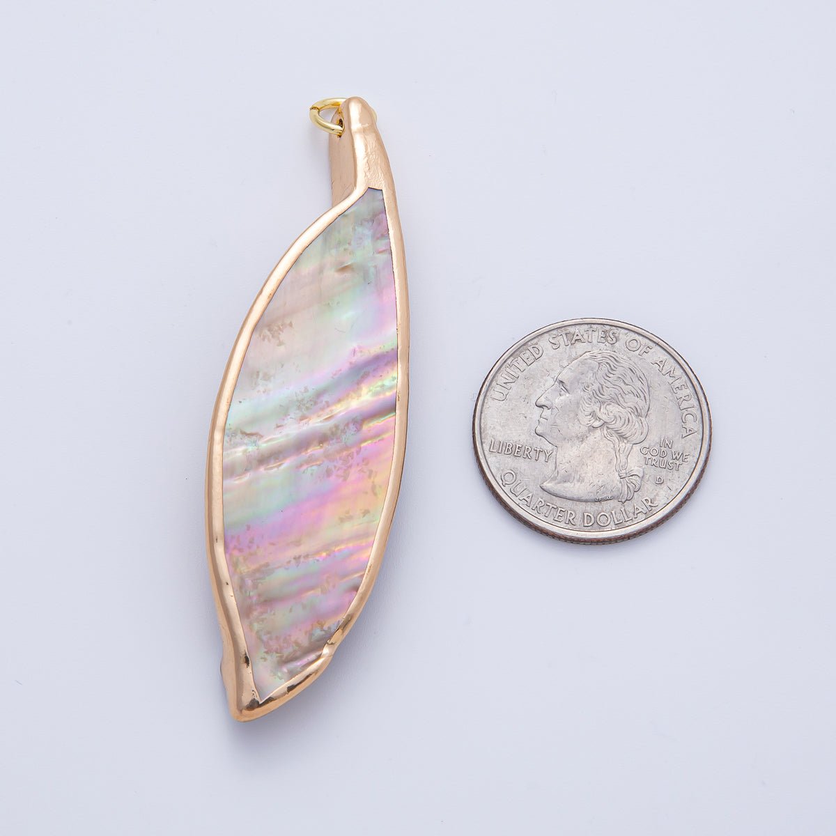18K Gold Filled 67mm Mother of Pearl Curved Geometric Pendant | AK063