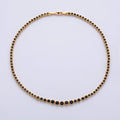 18K Gold Filled 6mm Black CZ Round Bezel Gradient Tennis Chain 16 Inch Adjustable Necklace | WA-4058