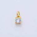 18K Gold Filled 6mm Clear CZ Round Mini Charm | AK027
