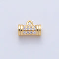 18K Gold Filled 7.5mm Micro Paved CZ Tube Spacer Bail Finding | Z1595