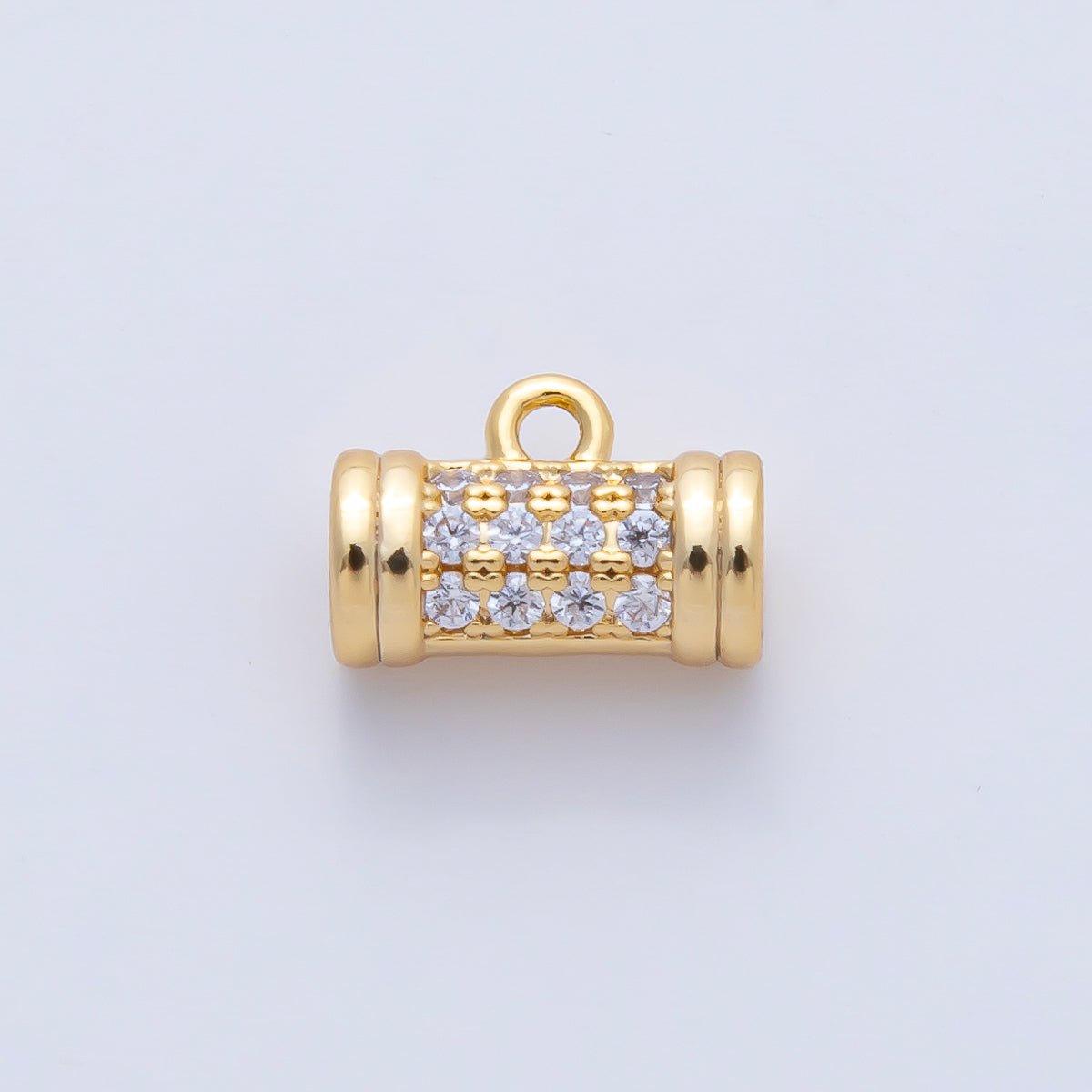 18K Gold Filled 7.5mm Micro Paved CZ Tube Spacer Bail Finding | Z1595