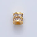 18K Gold Filled 7mm Clear Baguette Rondelle Tube Spacer Bead | B406