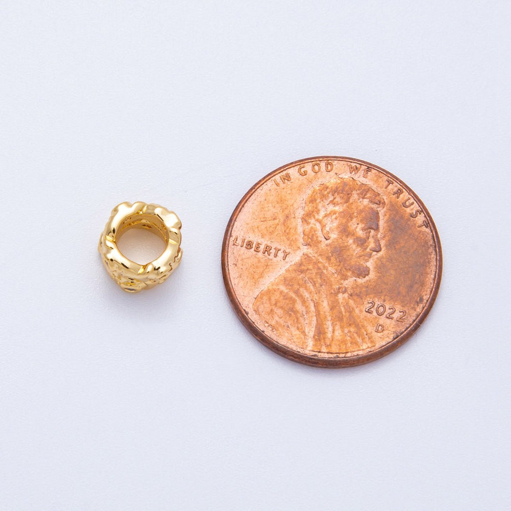18K Gold Filled 7mm Clear CZ Double Fish Rondelle Spacer Bead | Beads-00166
