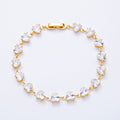 18K Gold Filled 7mm Clear, Pink CZ Heart Tennis Chain 7 Inch Bracelet | WA-04216 WA-04217
