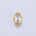18K Gold Filled 7mm x 13mm Clear CZ Baguette Molten Connector | Connectors-00006