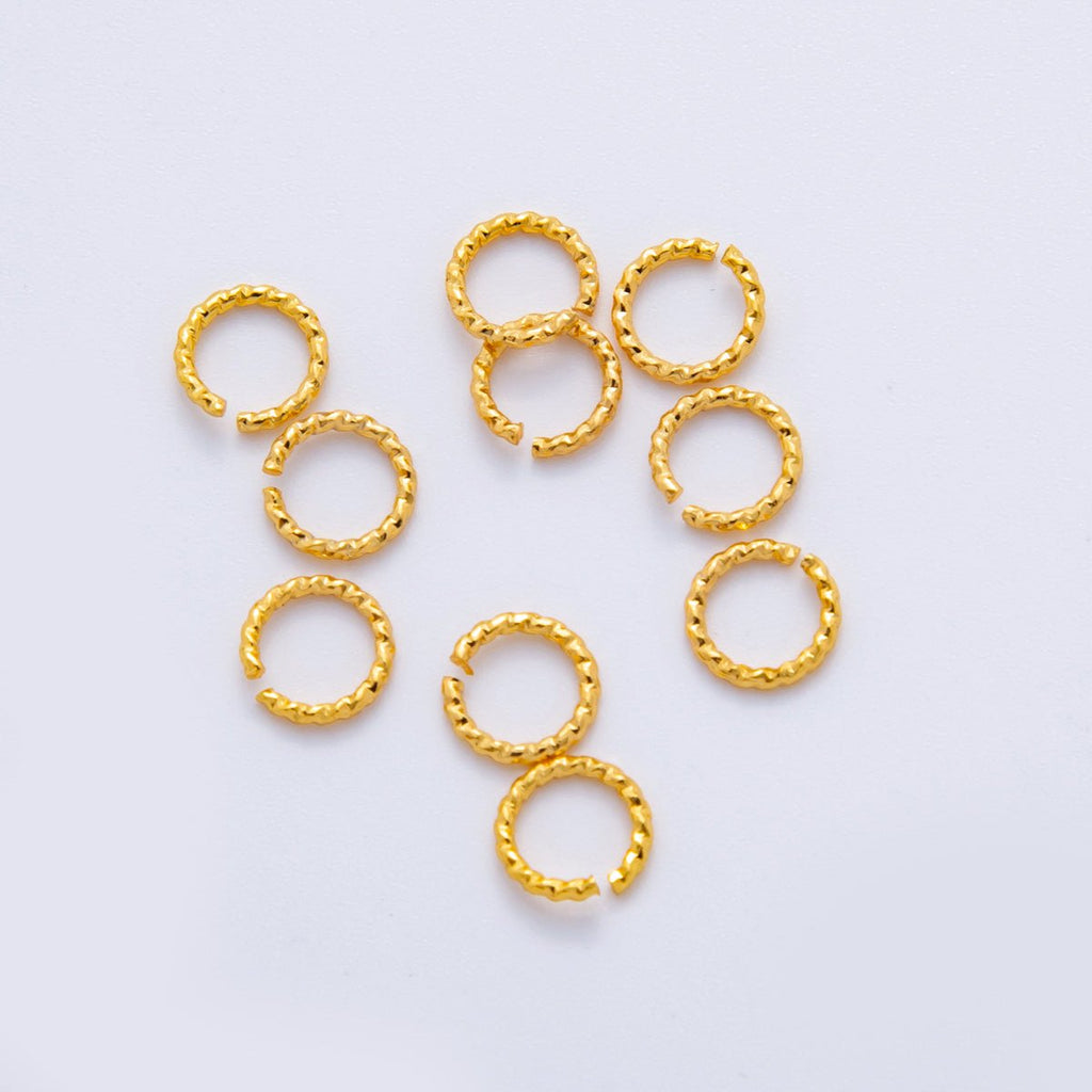 18K Gold Filled 7mm x 1mm Twisted Edged Croissant Jump Ring Findings by Set | Z1599