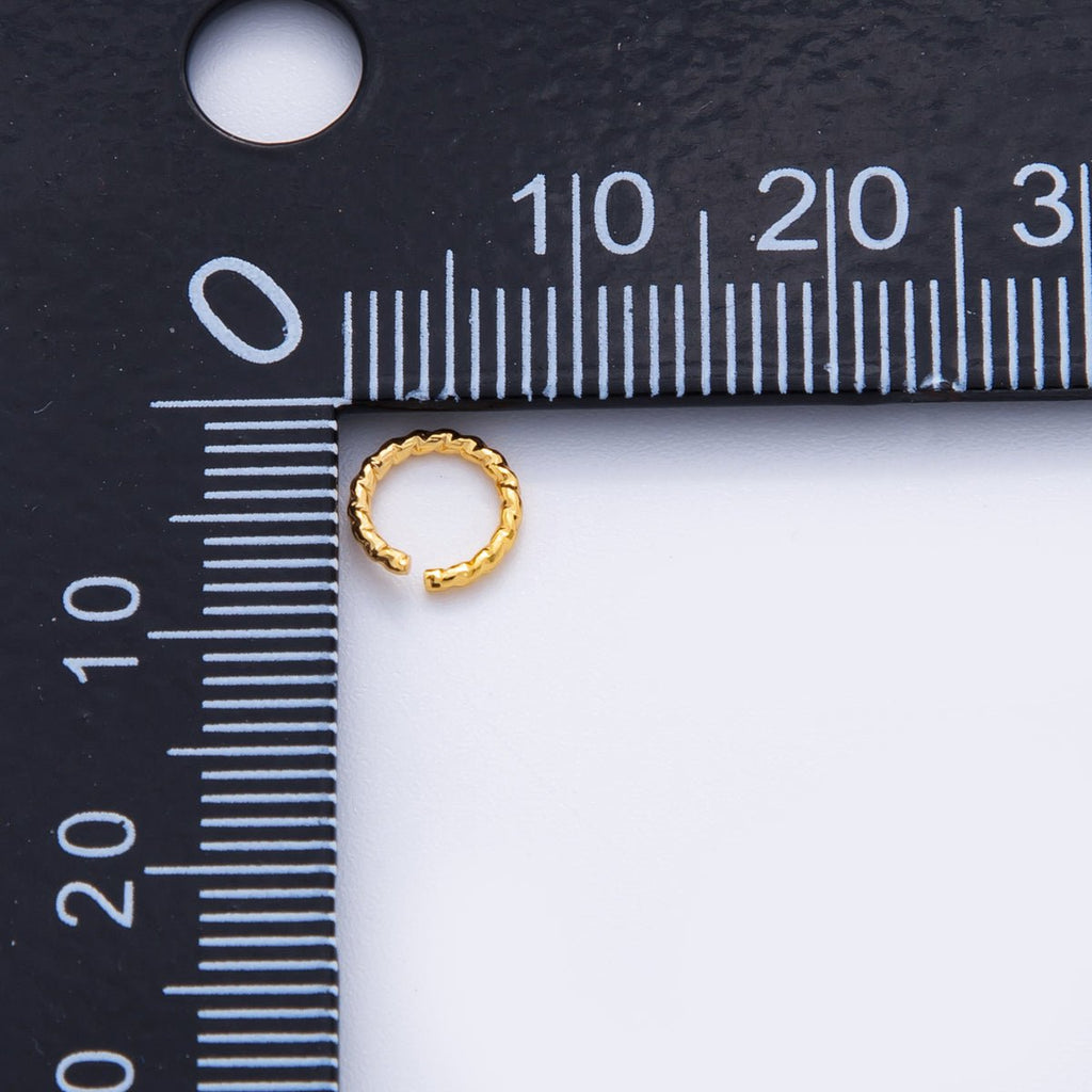 18K Gold Filled 7mm x 1mm Twisted Edged Croissant Jump Ring Findings by Set | Z1599