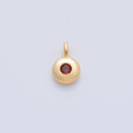 18K Gold Filled 8.5mm Birthstone CZ Bezel Round Mini Pendant | AF1153 - AF1158
