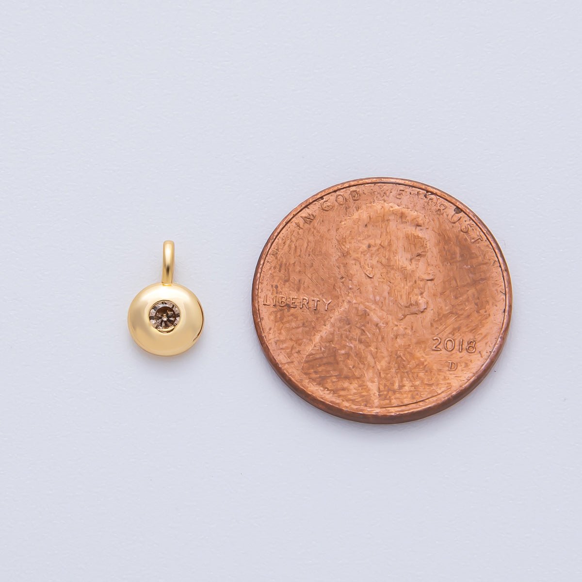 18K Gold Filled 8.5mm Birthstone CZ Bezel Round Mini Pendant | AF1153 - AF1158