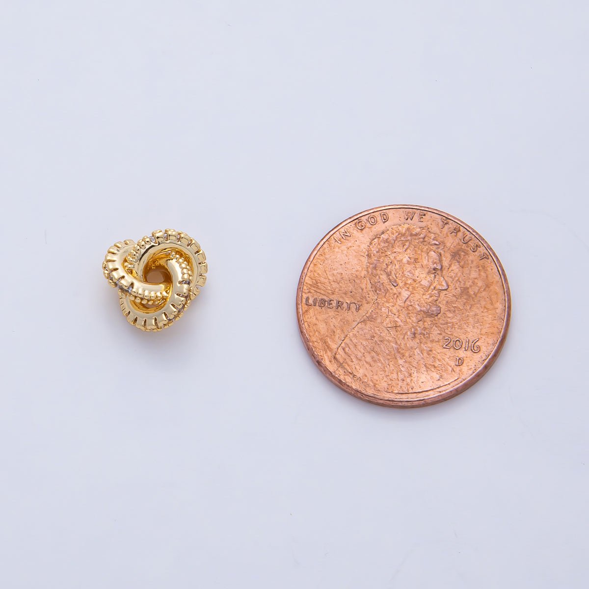 18K Gold Filled 8.5mm Triple Micro Paved CZ Rondelle Knot Bead | B523