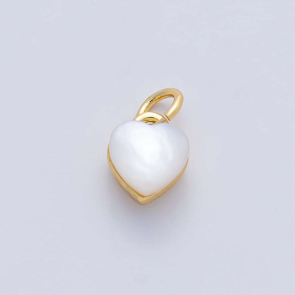 18K Gold Filled 8.8mm Shell Pearl Heart Mini Charm | AF1479