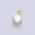 18K Gold Filled 8.8mm Shell Pearl Heart Mini Charm | AF1479