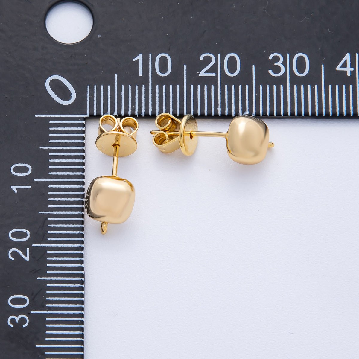 18K Gold Filled 8.8mm Square Minimalist Drop Stud Earring Findings | Findings-00017