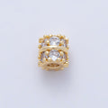 18K Gold Filled 8mm Double Clear CZ Micro Paved Rondelle Bead | B459