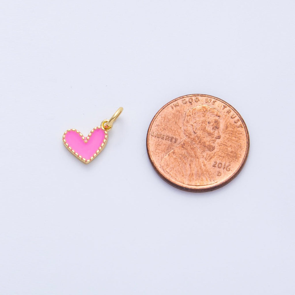 18K Gold Filled 8mm Pink Enamel Heart Mini Charm | Charms-00260