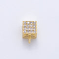 18K Gold Filled 9.3mm Drill Micro Paved Square Bead Bail Finding | Z1657