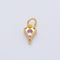 18K Gold Filled 9.3mm Pink, Purple, Clear, Green, Blue CZ Dotted Heart Mini Charm | AF1483 - AF1485
