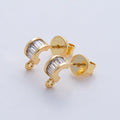 18K Gold Filled 9.5mm Clear Baguette CZ Drop C-Shaped Hoop Earring Findings in Gold & Silver | Z1638