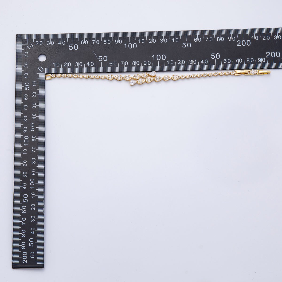 18K Gold Filled 9.5mm Clear CZ Micro Paved Teardrop Tennis Chain Adjustable Bracelet | WA-3881