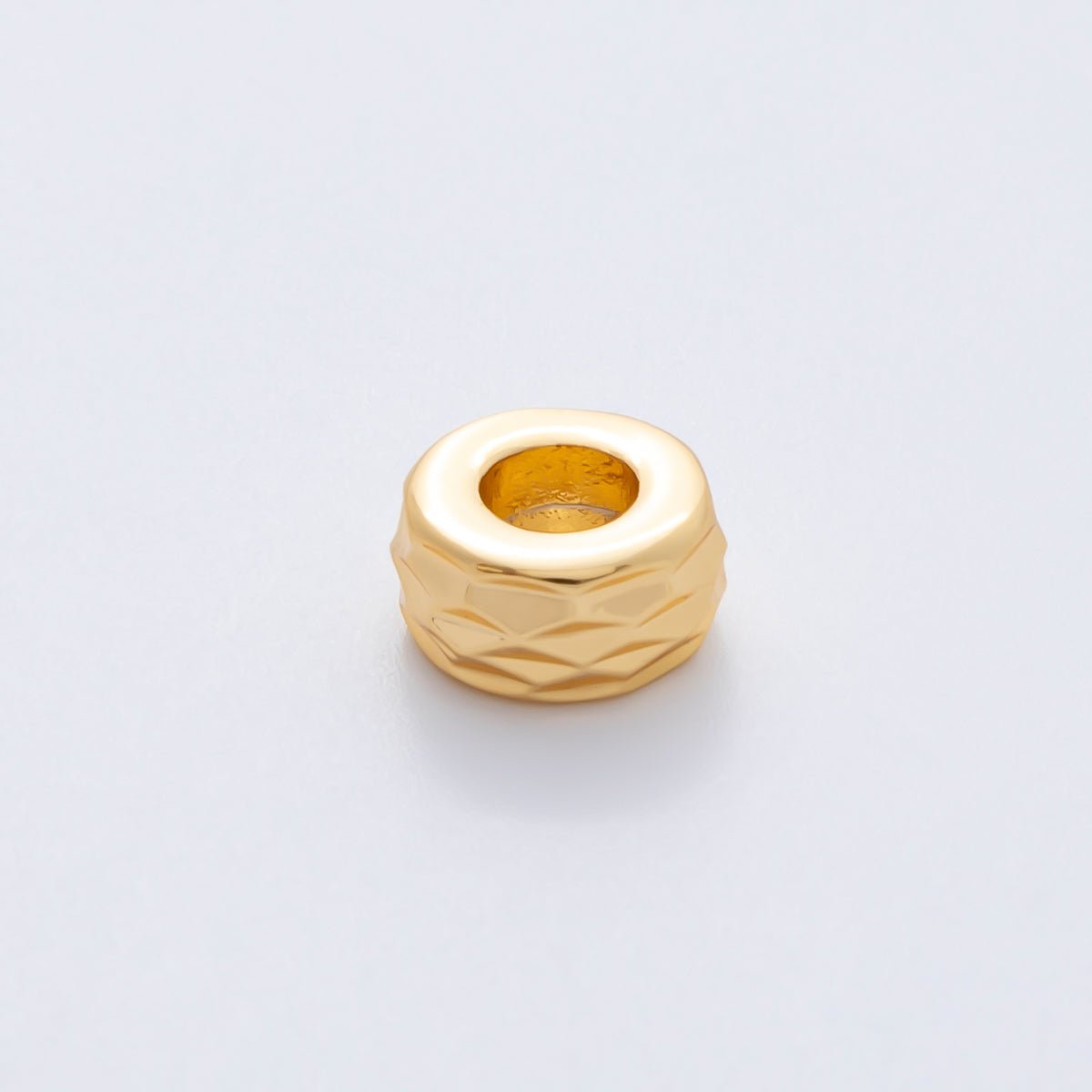 18K Gold Filled 9.6mm Minimalist Multifaceted Textured Rondelle Bead in Gold & Silver | B537