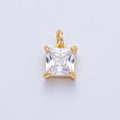18K Gold Filled 9.7mm Clear CZ Square Baguette Mini Charm | AK033