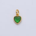 18K Gold Filled 9mm Green Agate Gemstone Heart Mini Charm | Charms-00139