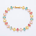 18K Gold Filled 9mm Multicolor Baguette CZ Tennis Chain 7 Inch Bracelet | WA-04218 ~ WA-04220