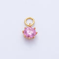 18K Gold Filled 9mm Pink, Peach Round CZ Birthstone Charm | Charms-00403 Charms-00404