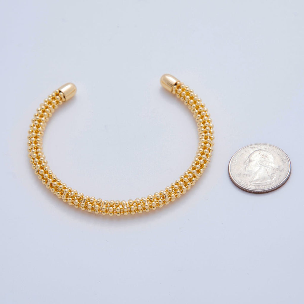 18K Gold Filled Beaded Bubble Band Cuff Bracelet | WA-03293