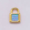 18K Gold Filled 14mm Blue, Pink, White Opal Square Padlock Mini Charm | Charms-00164 ~ Charms-00166