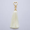 18K Gold Filled Blue, Red, Yellow, Pink, Orange Tassel Heart Push Gate Keychain Fringe Accessories | WB-00281 ~ WB-00285