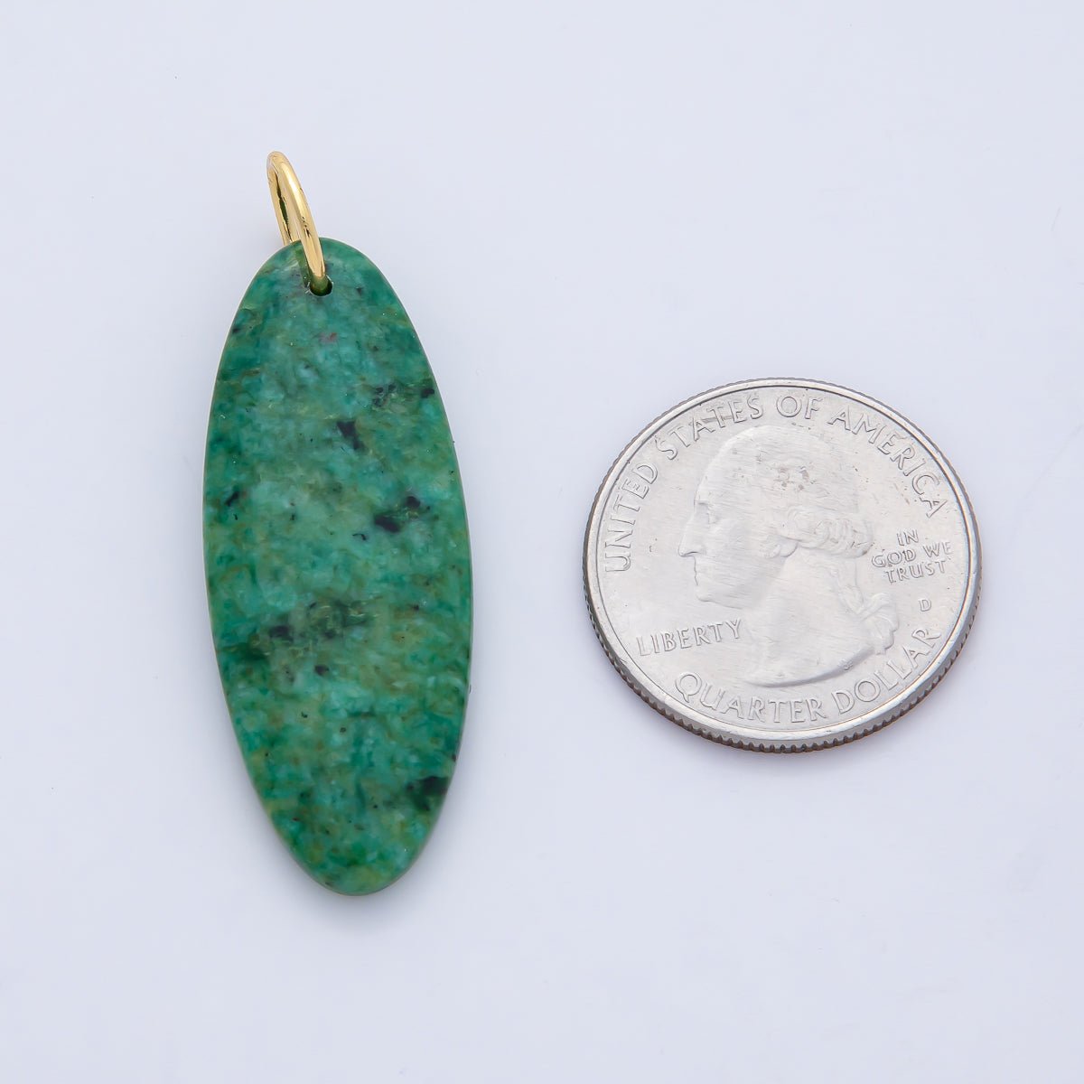 18K Gold Filled Boho Natural Oval Gemstone Pendant – Green, Brown & Multicolor Stone Charms  AF1593