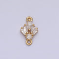 18K Gold Filled Clear CZ Multiple Baguette Round Mini Connector in Gold & Silver | Y841