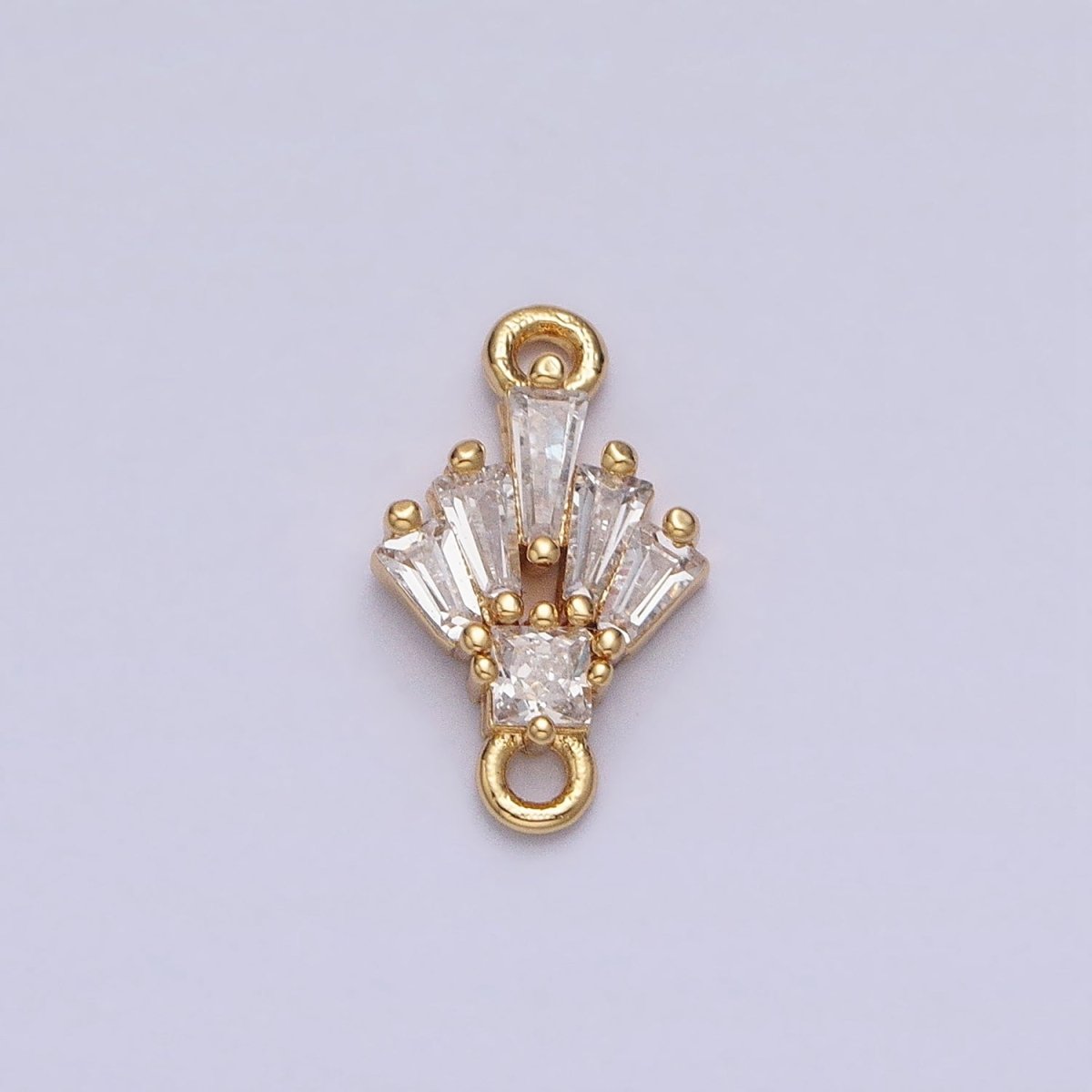 18K Gold Filled Clear CZ Multiple Baguette Round Mini Connector in Gold & Silver | Y841