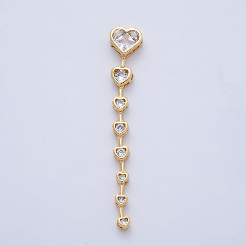 18K Gold Filled Clear, Multicolor Heart CZ Bezel Gradient Drop Bead | B419